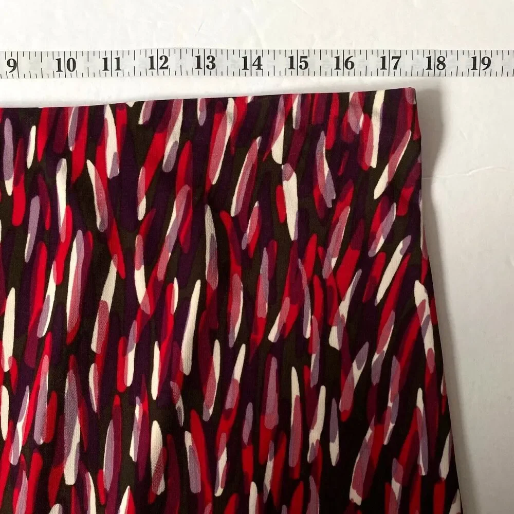 Kenneth Cole Skirt Womens Size L Multicolor Watercolor Print Knit Side Slit NWT